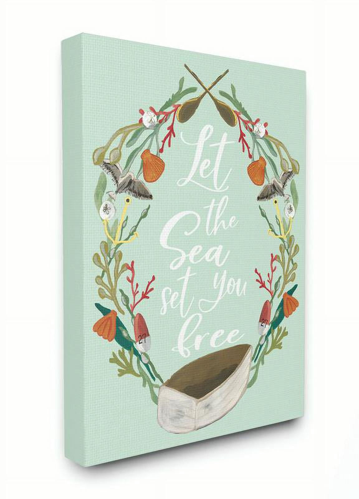 Stupell Home Décor Sea Set You Free Boat Birds Ocean Beach Word Design Canvas Wall Art by Cindy Willingham