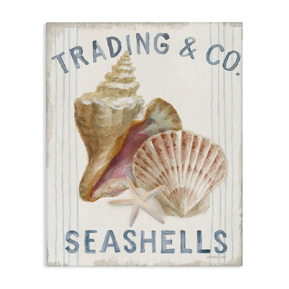 Stupell Industries Tropical Seashells Beach Ocean Word Design Canvas Art, 30 x 40, by Danhui Nai