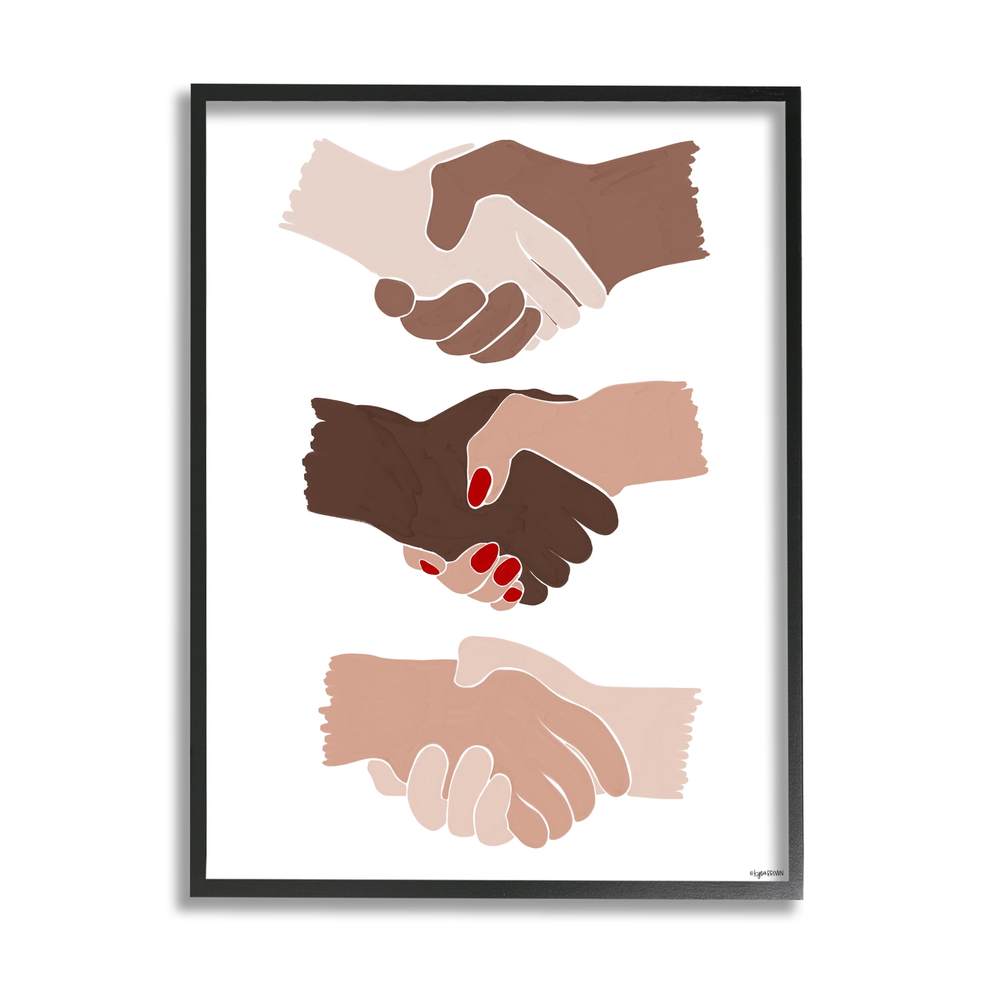 Stupell Home Décor Shaking Hands inclusivity Motivation Diverse Cultures, 24 x 30, Designed by Kyra Brown, Black Frame