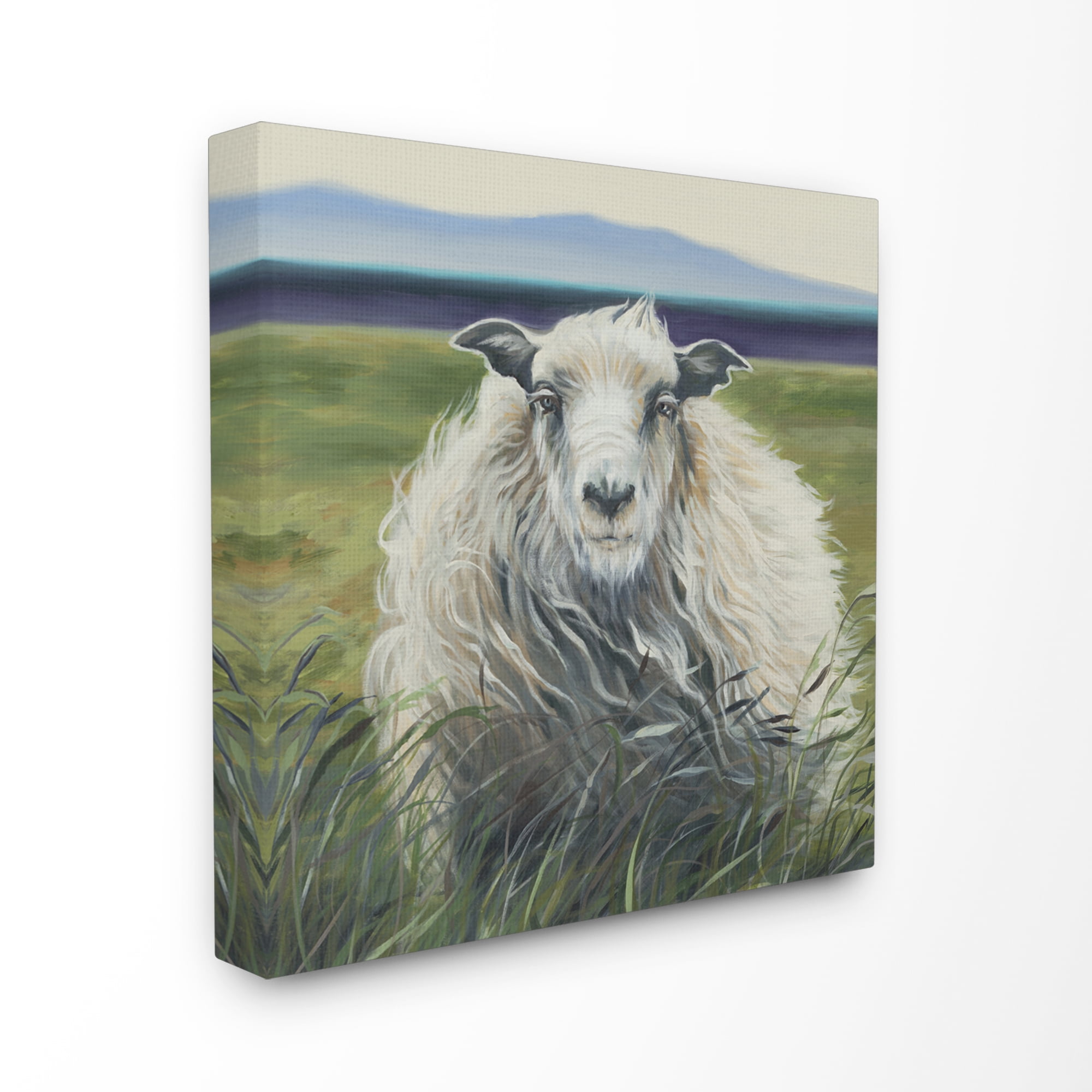 Stupell Home Décor Sheep in Pasture Wind Farm Animal Painting Canvas Wall Art by Third and Wall