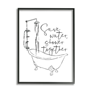 Stupell Home Décor Shower Together Funny Ink Drawing Bathroom Design Canvas Wall Art by Milli Villa