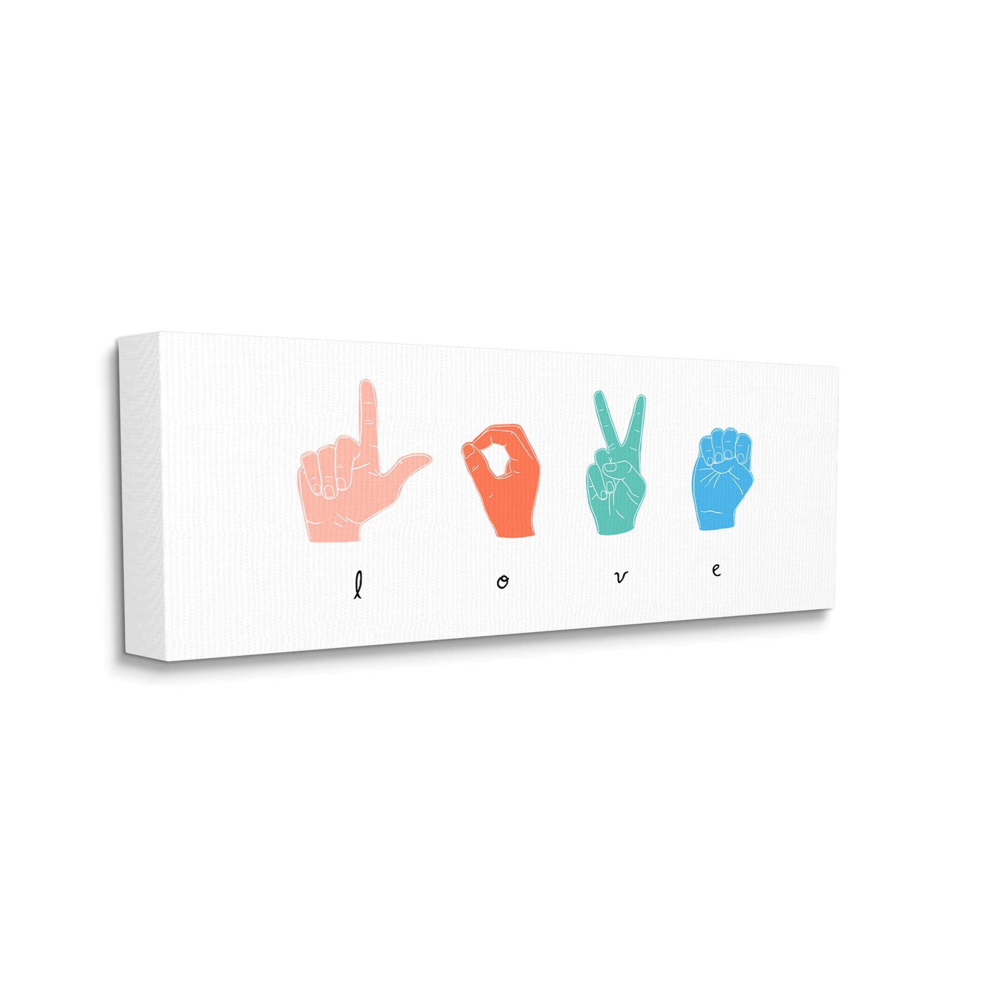 Stupell Home Décor Sign Language Love Hands Design Canvas Wall Art by Emma Scarvey