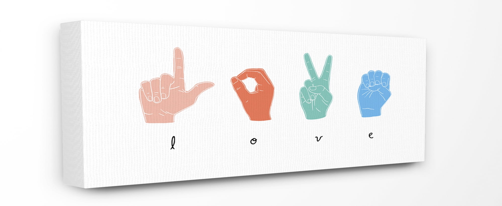 Stupell Home Décor Sign Language Love Hands Design Canvas Wall Art by Emma Scarvey