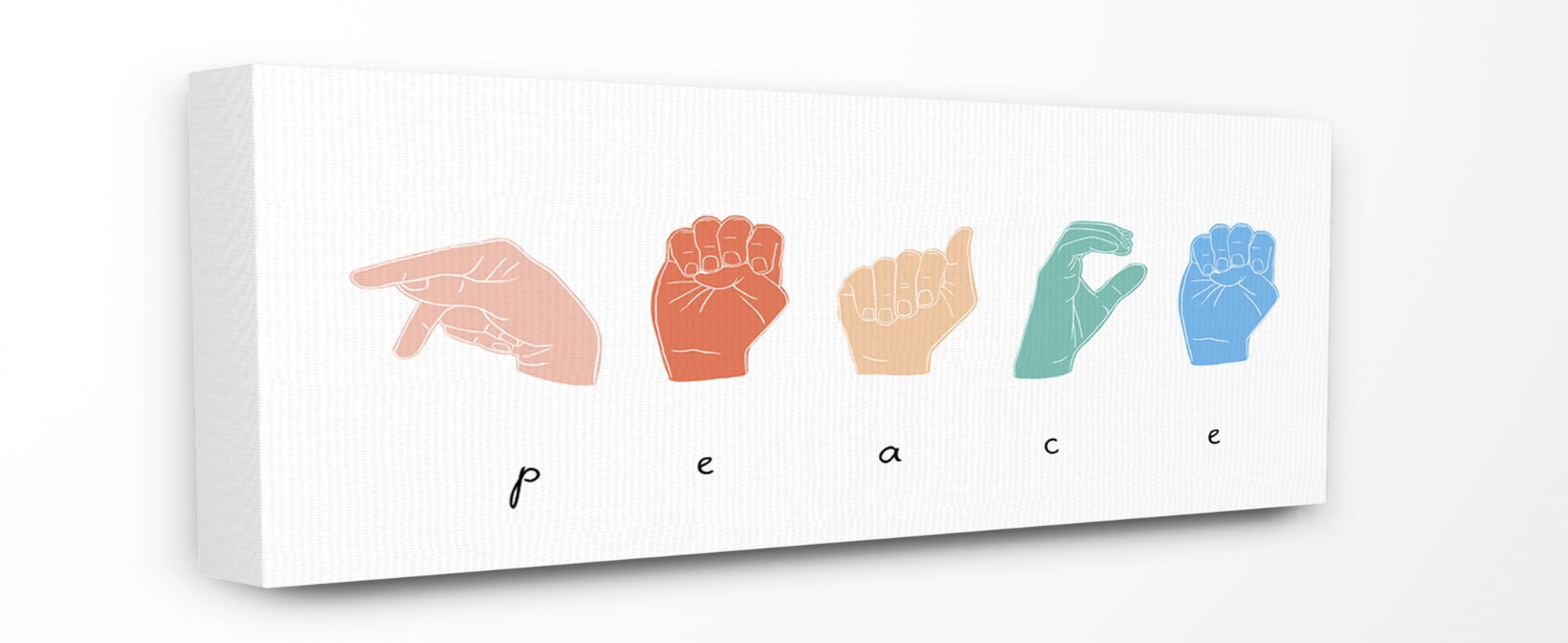 Stupell Home Décor Sign Language Peace Hands Design Canvas Wall Art by Emma Scarvey