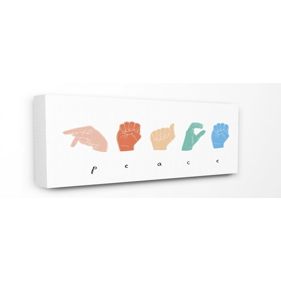 Stupell Home Décor Sign Language Peace Hands Design Canvas Wall Art by Emma Scarvey
