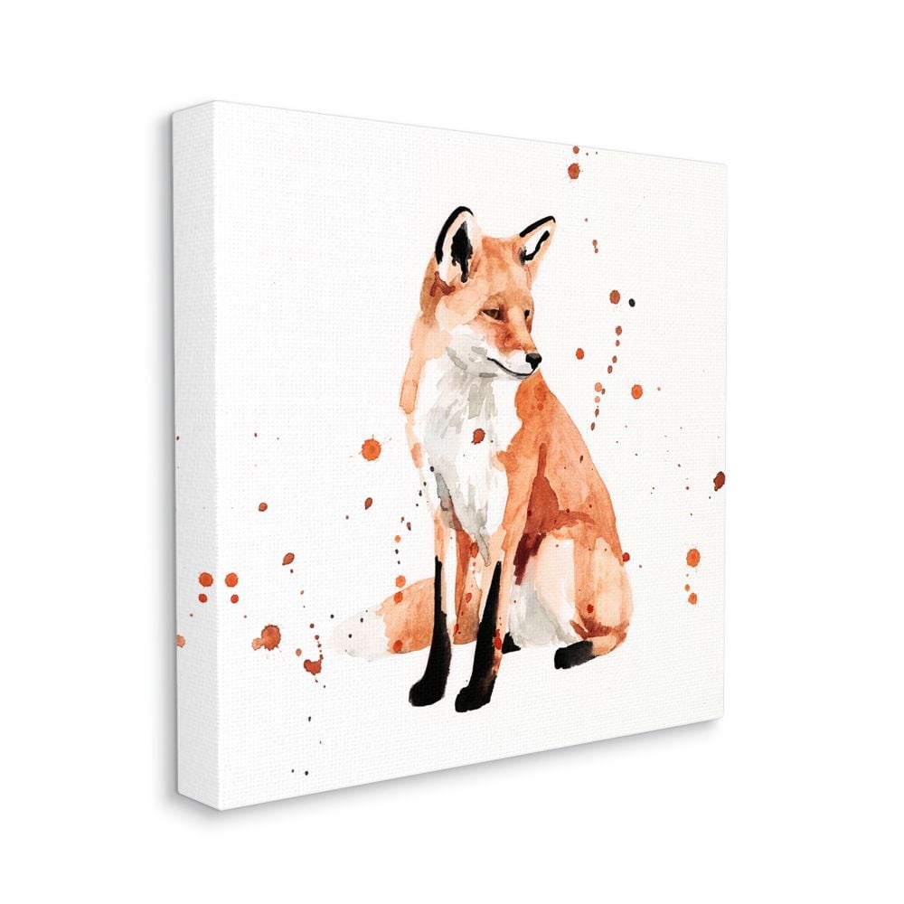 Stupell Home Décor Sitting Fox Watercolor Orange Animal Painting Canvas Wall Art by Victoria Borges