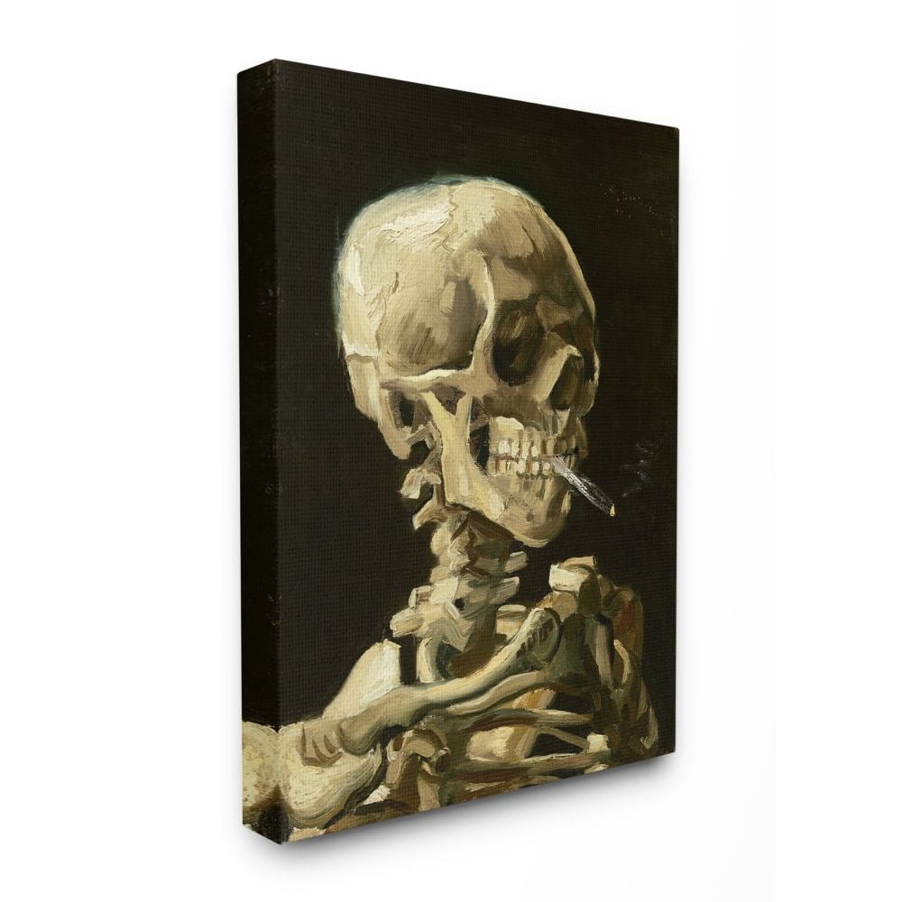 Stupell Home Décor Skeleton with a Smoke Tan Black Classical Painting Canvas Wall Art by Vincent Van Gogh