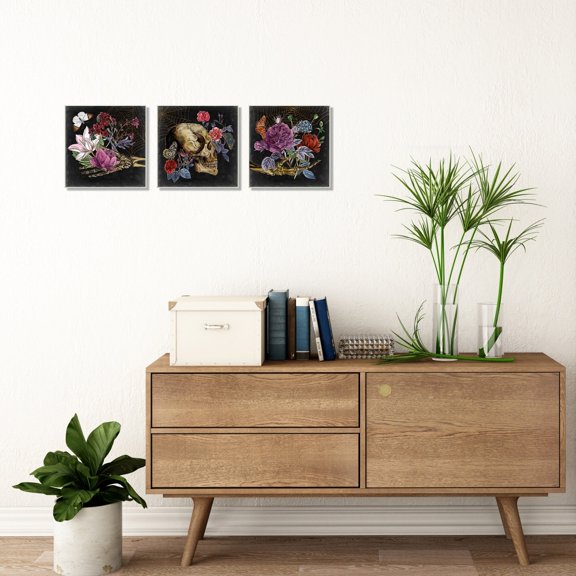 Stupell Home Décor Skull And Arms Bones Floral Drawing Designs Canvas Wall Art by Melissa Wang