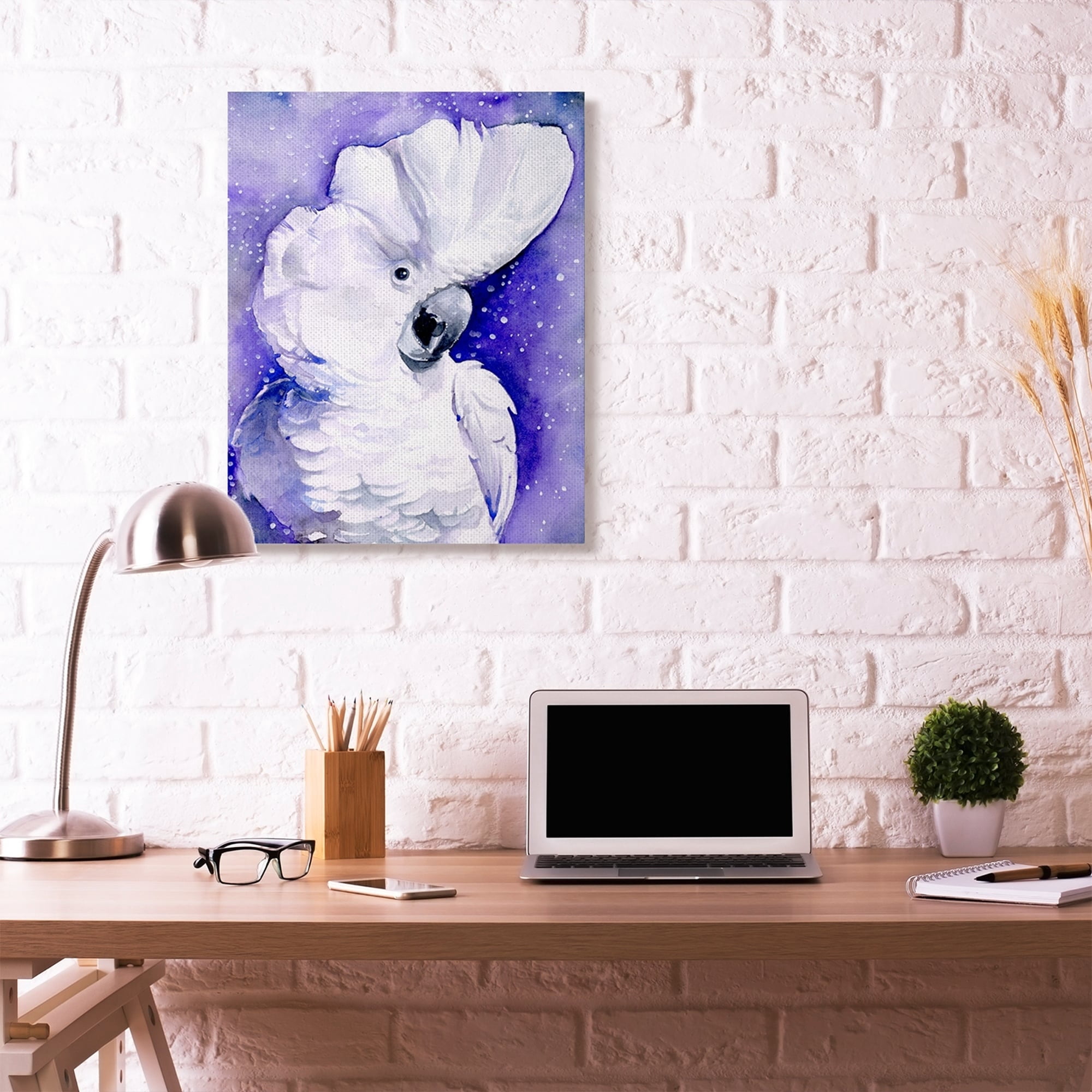 Stupell Home Décor Space Bird Watercolor Animal Purple Painting Canvas Wall Art by Jennifer Paxton Parker