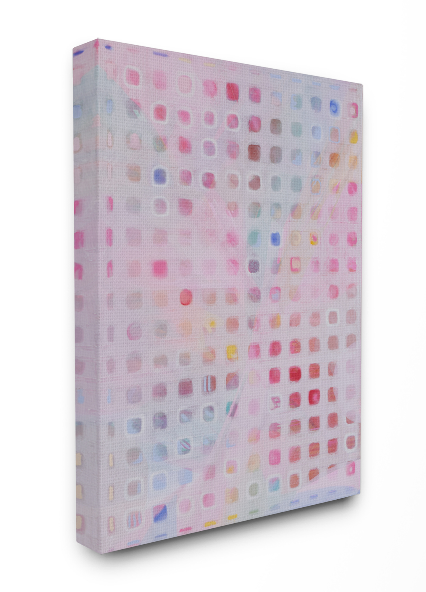 Stupell Home Décor Square Pattern Abstract Pink Red Painting Canvas Wall Art by Third and Wall