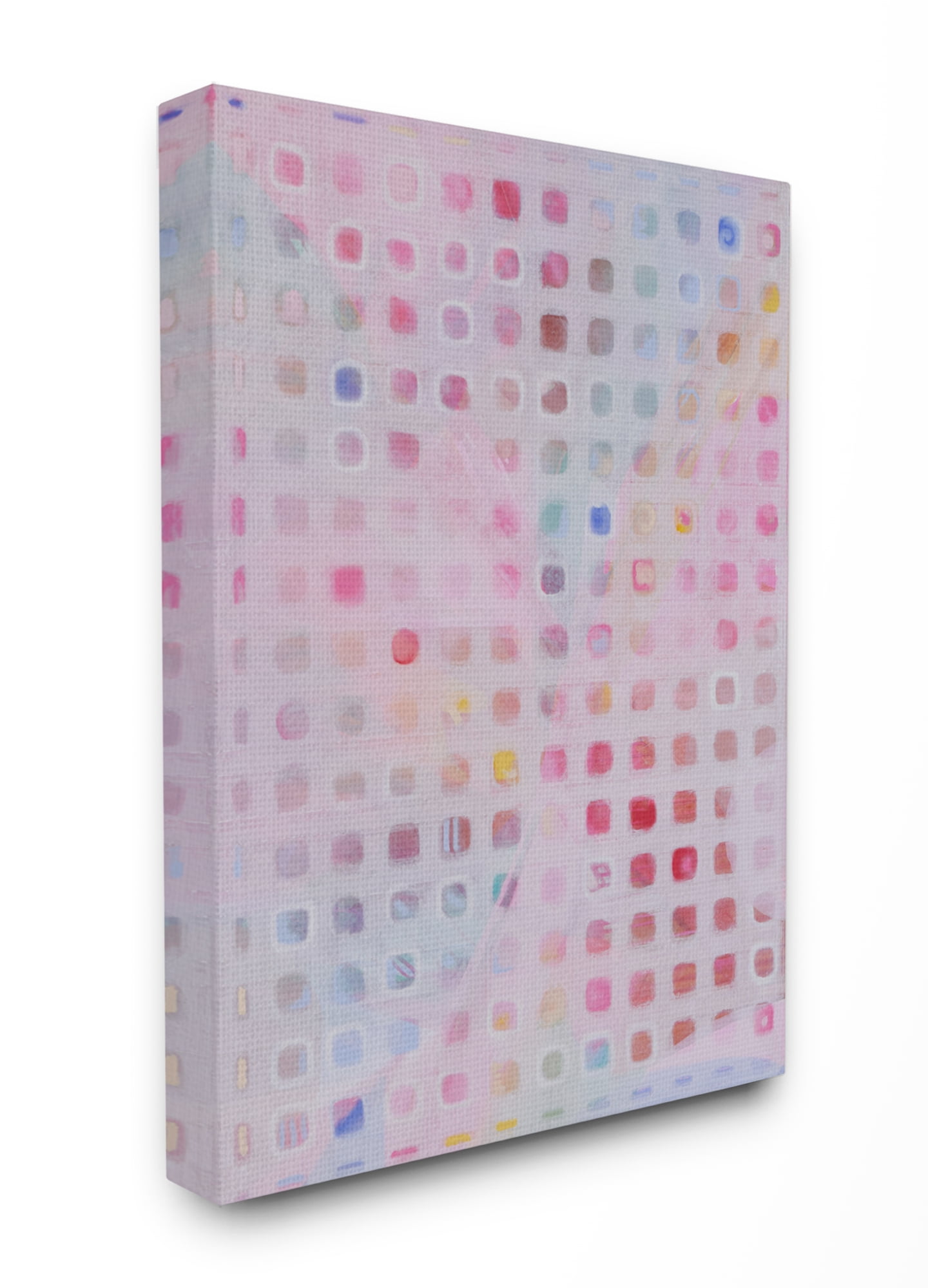 Stupell Home Décor Square Pattern Abstract Pink Red Painting Canvas Wall Art by Third and Wall
