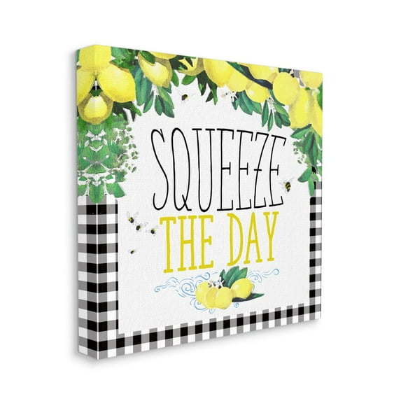 Stupell Home Décor Squeeze the Day Kitchen Humor Plaid Word Design Canvas Wall Art by the Saturday Evening Post