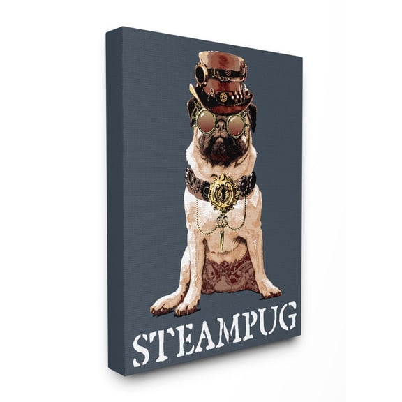 Stupell Home Décor Steam Pug Funny Punk Dog Pet Design Canvas Wall Art by Jim Baldwin