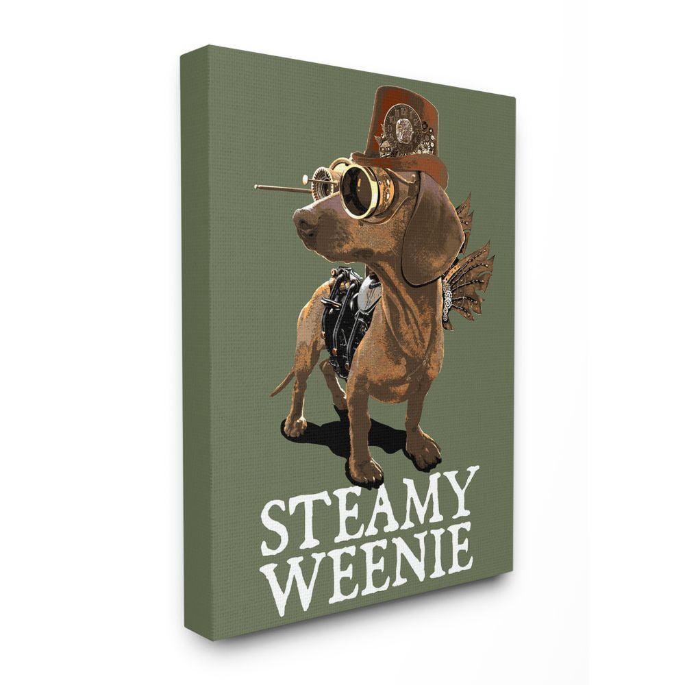Stupell Home Décor Steamy Weenie Funny Steam Punk Dog Pet Design Canvas Wall Art by Jim Baldwin