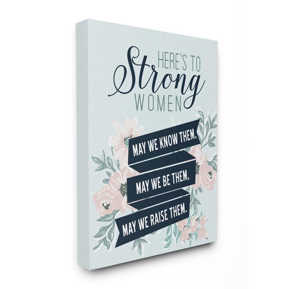 Stupell Home Décor Strong Women Inspirational Flower Word Design Canvas Wall Art by Gigi Louise