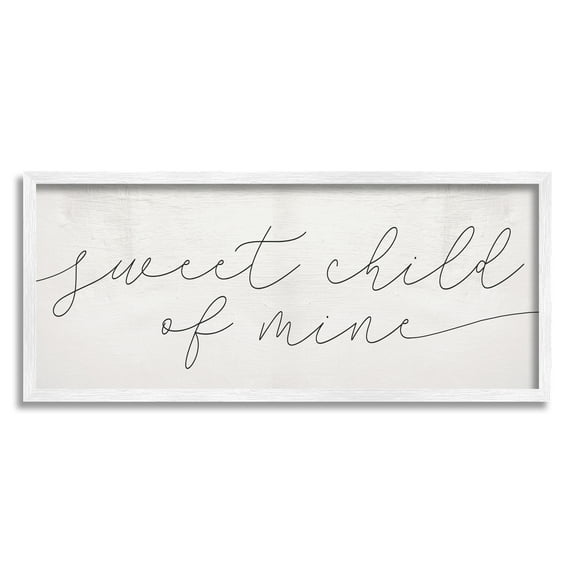 Stupell Home Décor Sweet Child of Mine Phrase Cozy Family Typography, 13 x 30, Designed by Daphne Polselli, White Frame