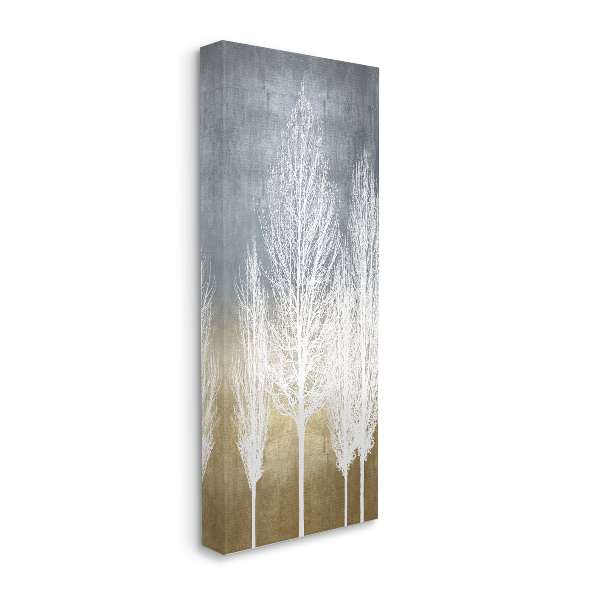 Tall White Tree Silhouettes Abstract Canvas Wall Art