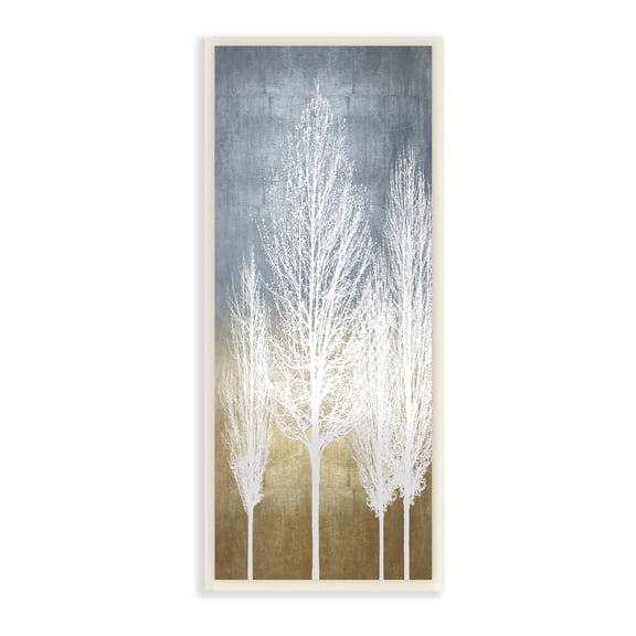 Stupell Home Décor Tall Tree Silhouettes Abstract White Forest over Pattern, 7 x 17, Designed by Kate Bennett