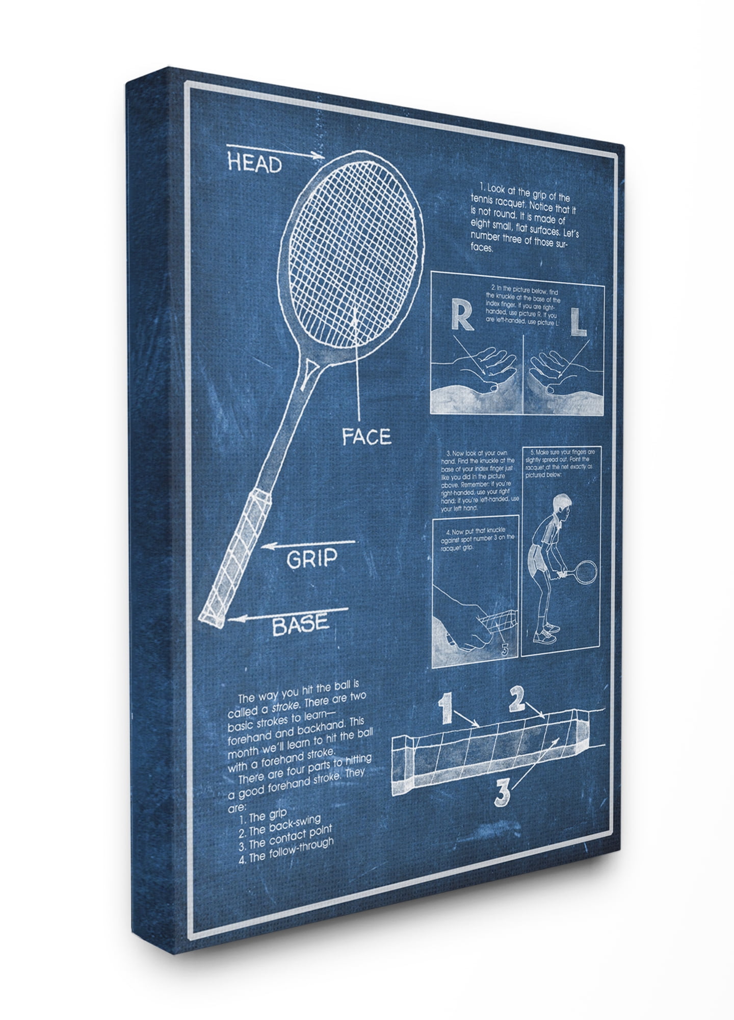 Stupell Home Décor Tennis Racquet Blueprint Sports Design Canvas Wall Art by the Saturday Evening Post