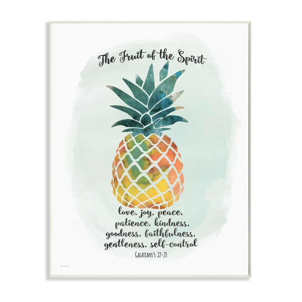 Multicolored Pineapple MDF Wood Wall Plaque, 13 x 19