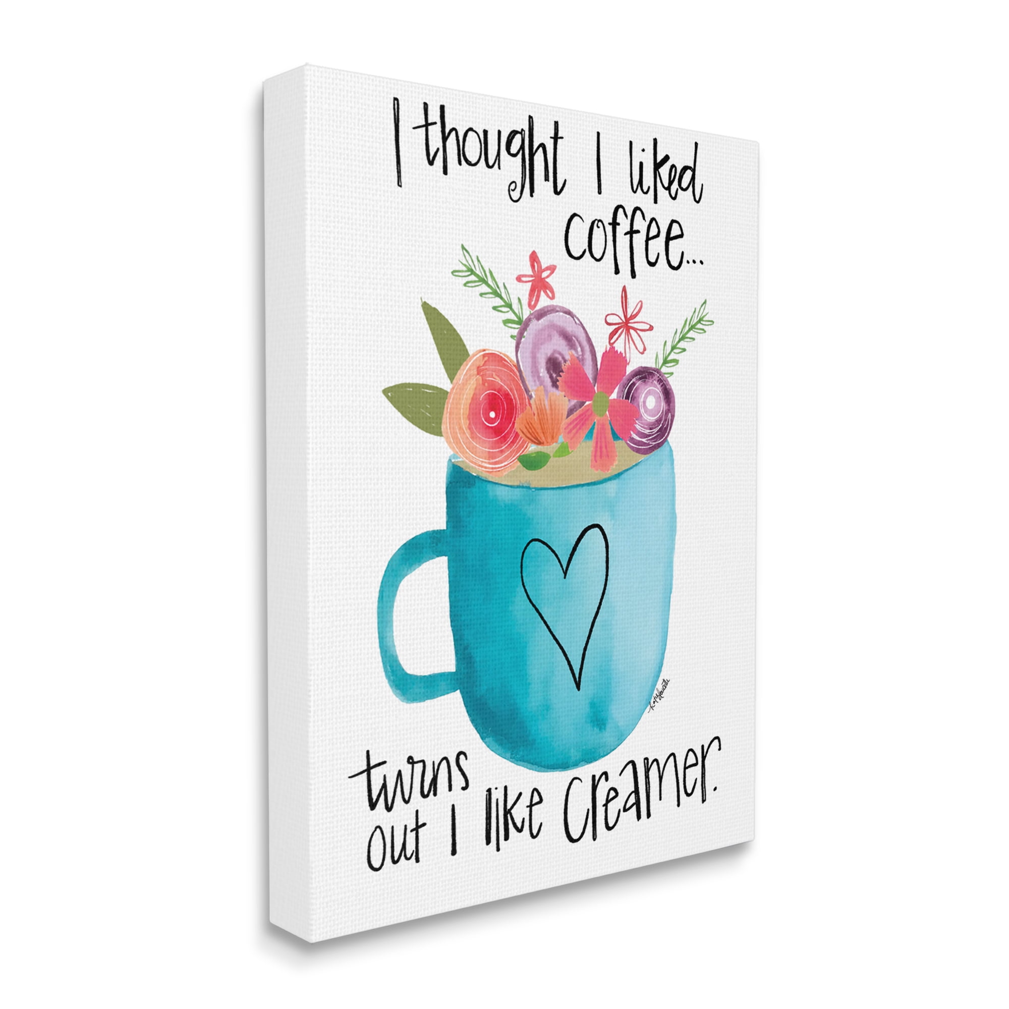 Blue and White Canvas Wall Art with Coffee Phrase, 16 x 20