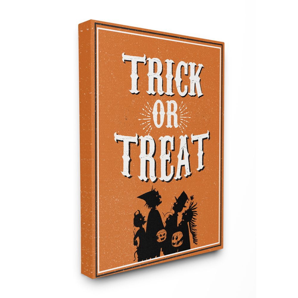 Stupell Home Décor Trick or Treat Orange Black Holiday Word Design Canvas Wall Art by the Saturday Evening Post