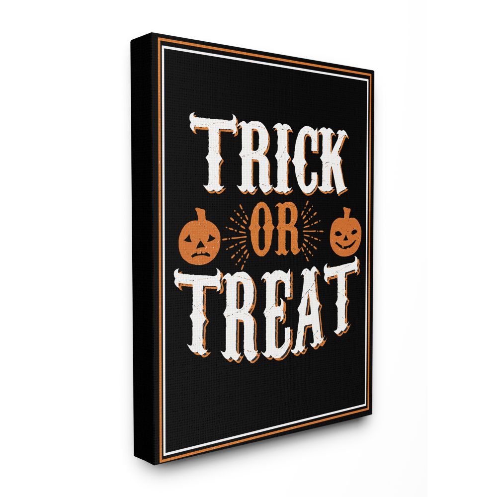 Stupell Home Décor Trick or Treat Orange Black Holiday Word Design Canvas Wall Art by the Saturday Evening Post