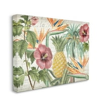 Stupell Home Décor Tropical Flower Pineapple Wood Texture Design Canvas Wall Art by Kim Allen