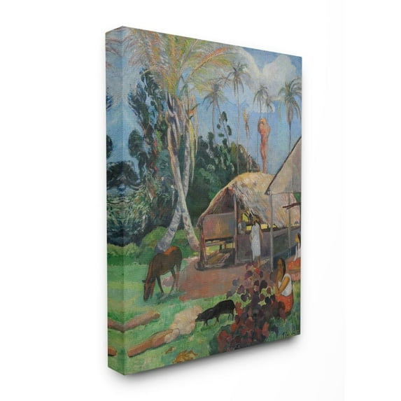 Stupell Home Décor Village Farm Native Figures Classic Painting Canvas Wall Art by Paul Gauguin