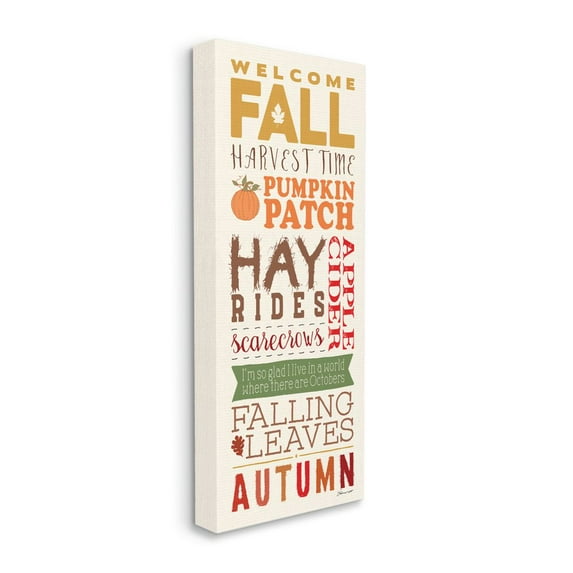 Stupell Home Décor Welcome Fall Harvest Time Seasonal Word Design Canvas Wall Art by Stephanie Workman Marriott