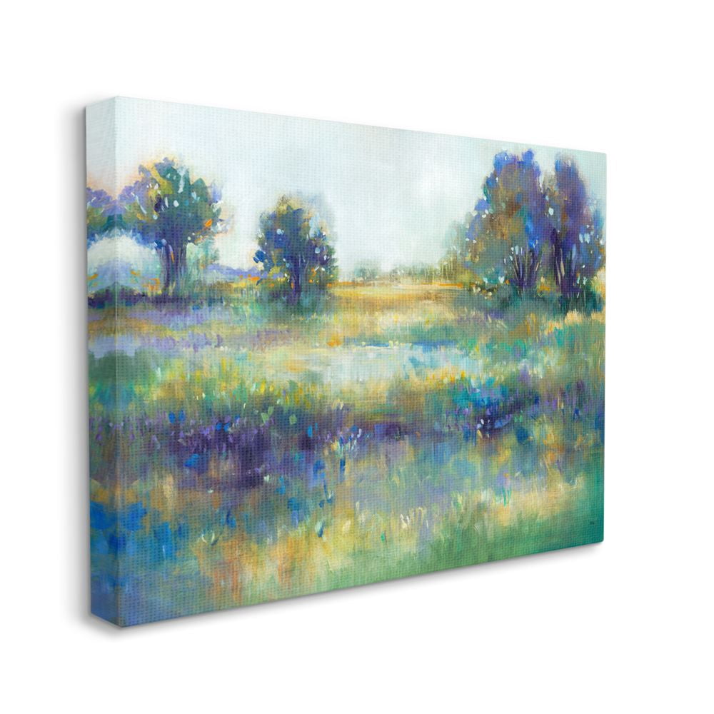 Stupell Home Décor Wetland Watercolor Landscape Abstract Blue Green Painting Canvas Wall Art by Third and Wall