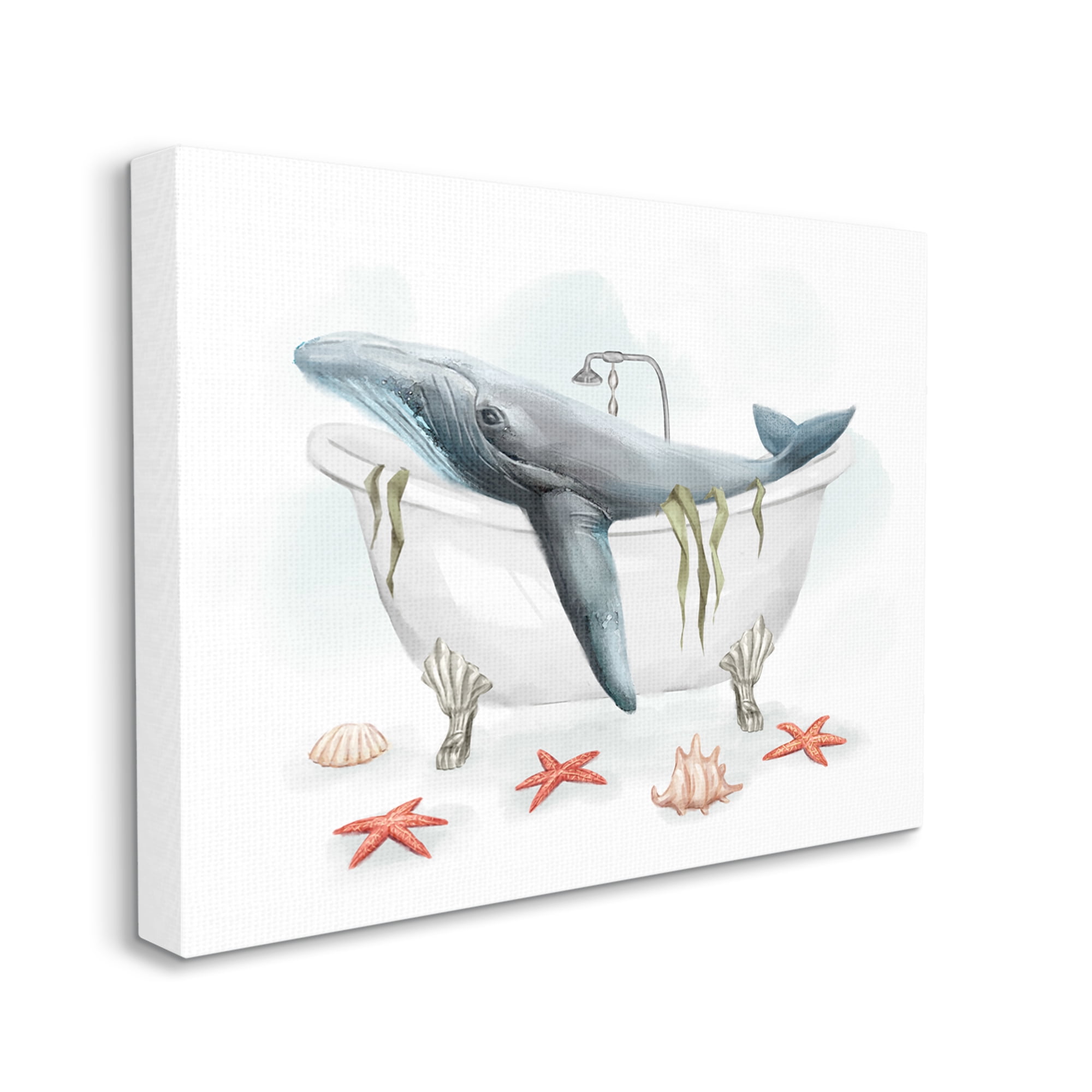 Stupell Industries Whale in Nautical Tub Seafoam Starfish Shells, 16 x 20, Designed by Ziwei Li