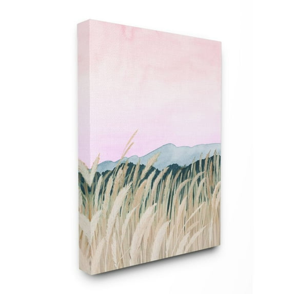 Stupell Home Décor Wheat Field Dawn Green Pink Watercolor Painting Canvas Wall Art by Grace Popp