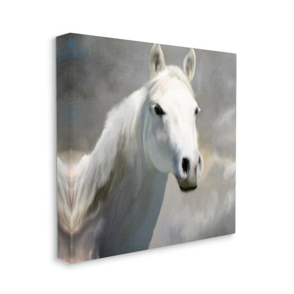Stupell Home Décor White Horse Portrait Animal Painting Canvas Wall Art by Kim Allen