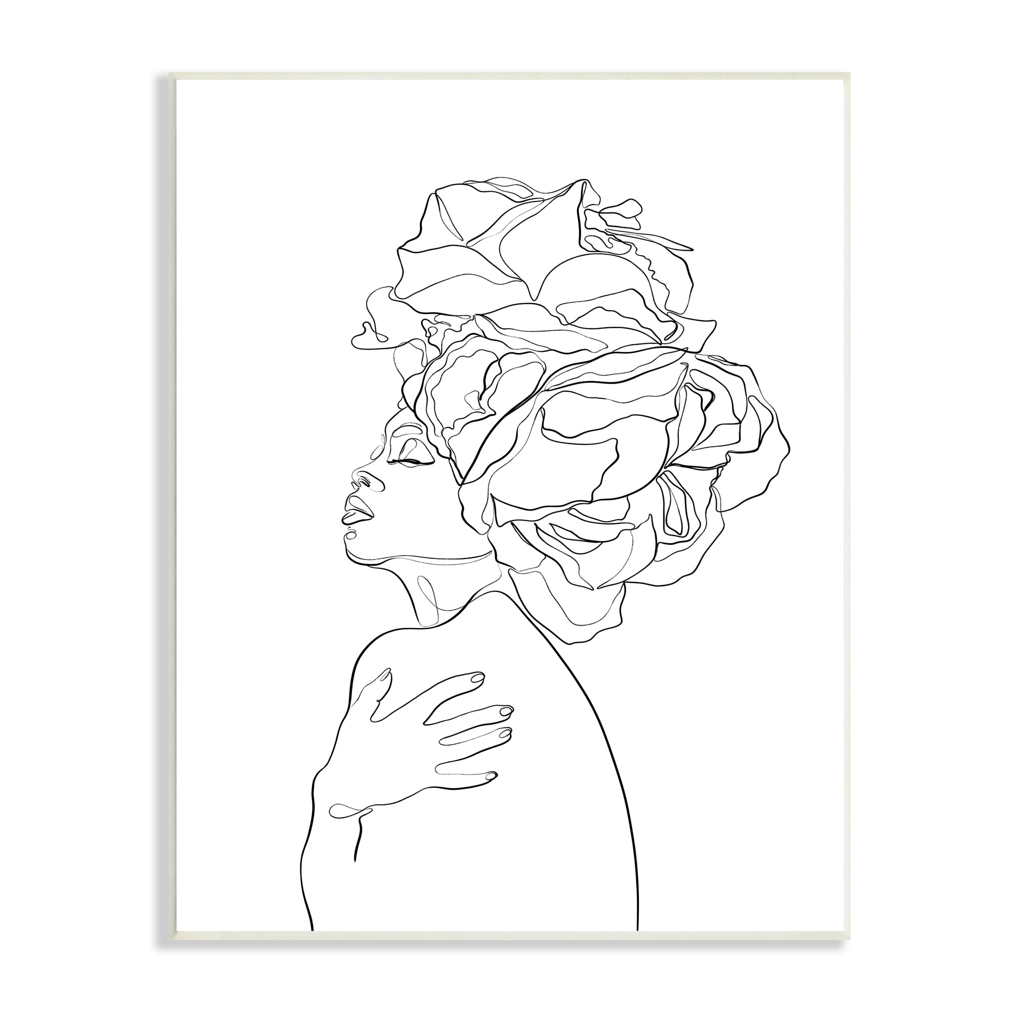 Stupell Home Décor Woman Slouching with Headwrap Minimalism Linework, 10 x 15, Designed by Ros Ruseva