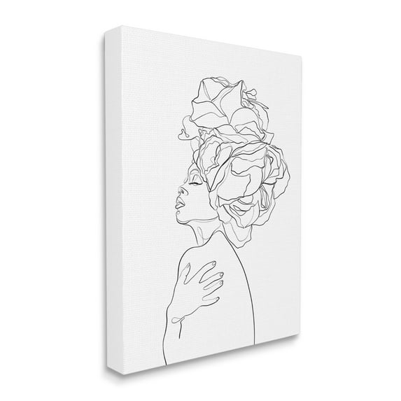 Stupell Home Décor Woman Slouching with Headwrap Minimalism Linework, 16 x 20, Designed by Ros Ruseva