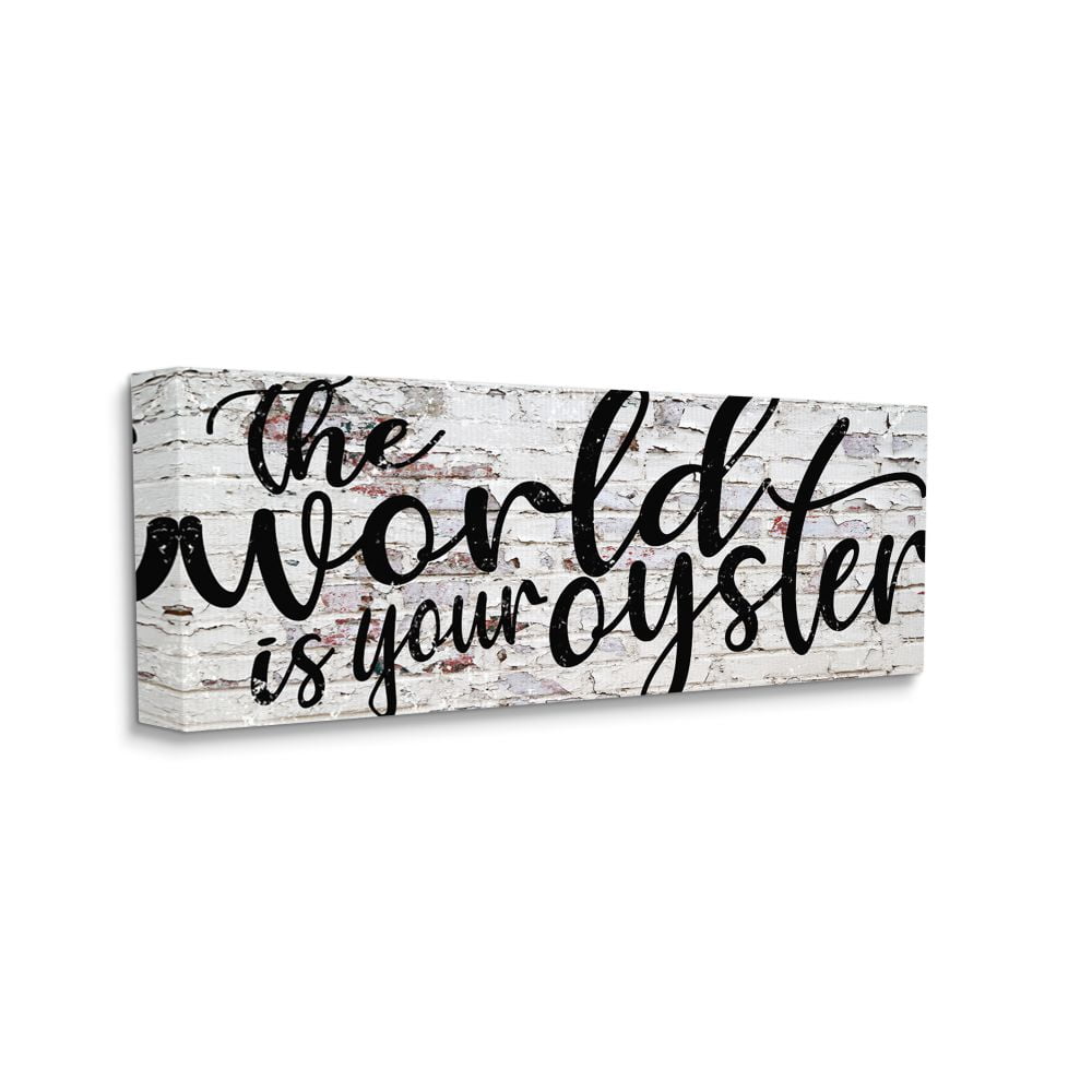 Stupell Home Décor World is Your Oyster Textured Brick Inspirational Word Design Canvas Wall Art by Fearfully Made Creations
