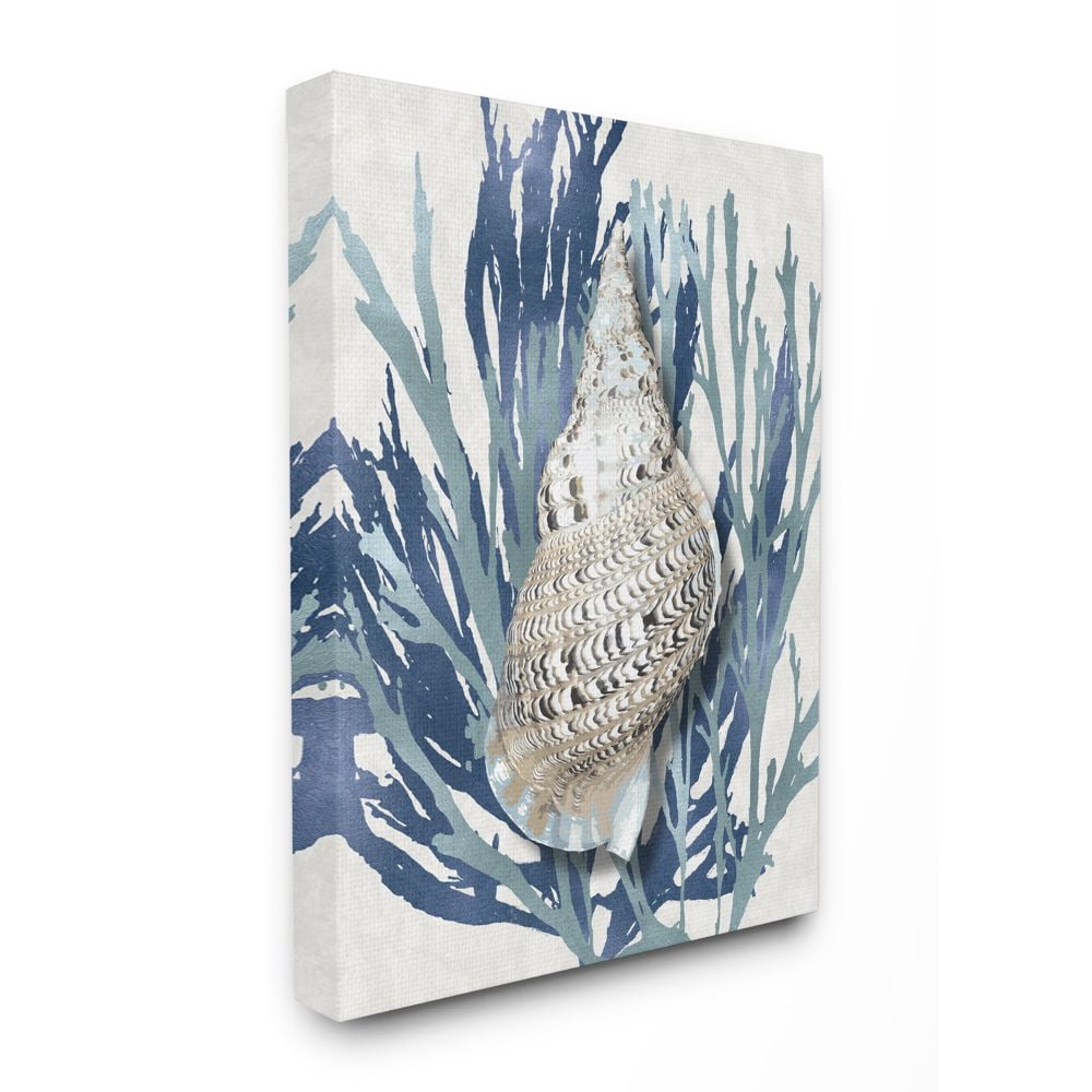 Coastal Blue and White Seashell Canvas Art Print, 24" x 30"