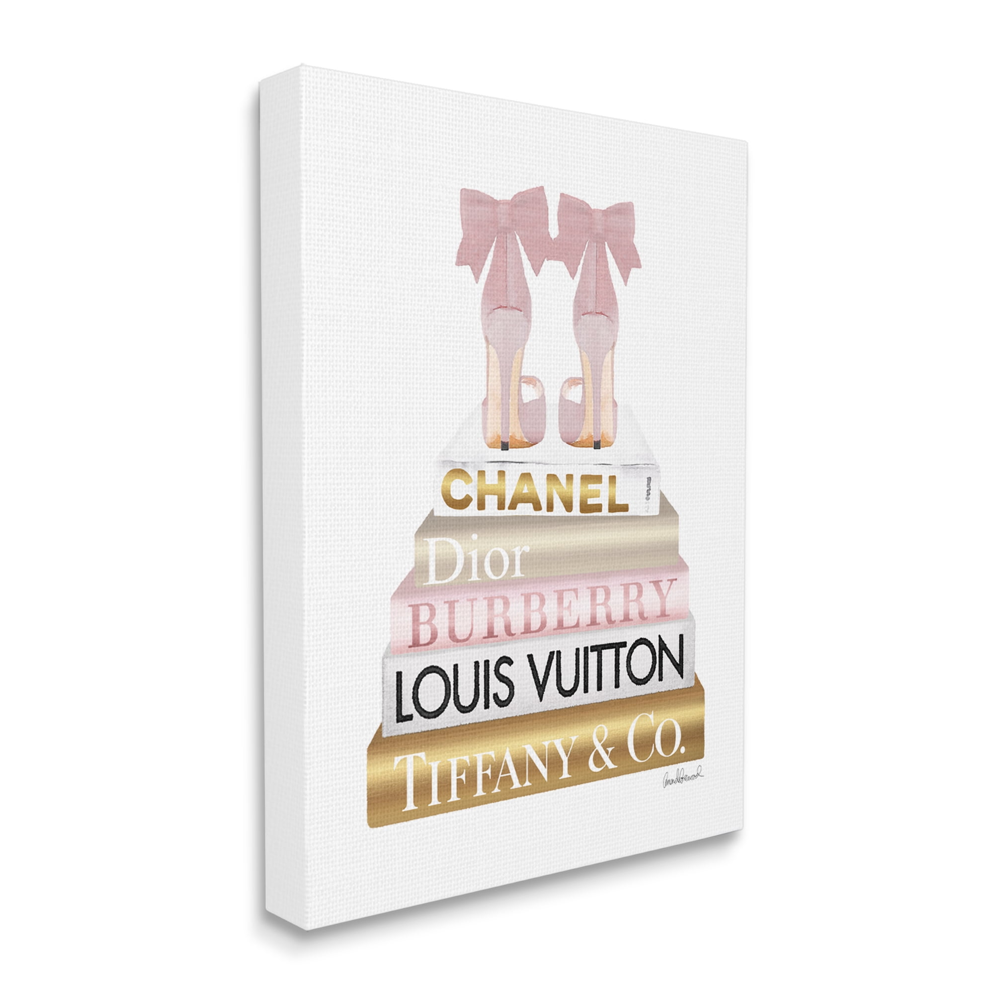 Pink and Gold Heels Bookstack Canvas Wall Art, 30 x 40