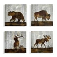 thumbnail image 1 of The Stupell Home Decor Collection Grey and Brown Watercolor Distressed Texture Woodland Animals Bear Buffalo Deer and Moose 4pc Stretched Canvas Art Set, 17 x 1.5 x 17, 1 of 5