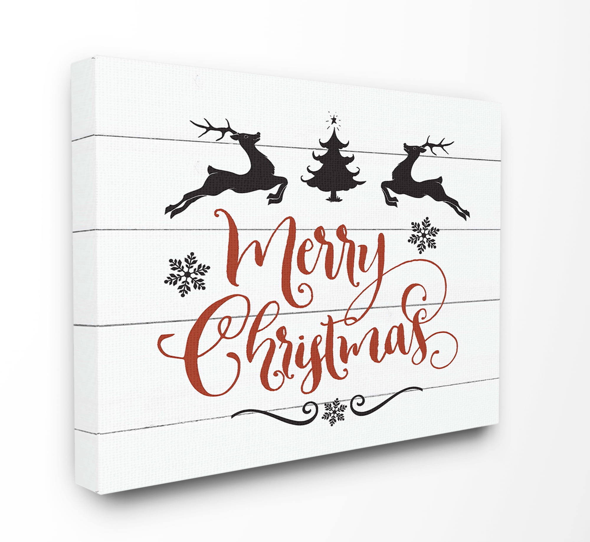 The Stupell Home Decor Collection Holiday Merry Christmas Elegant Reindeer Black White and Red Typography XXL Stretched Canvas Wall Art, 30 x 1.5 x 40