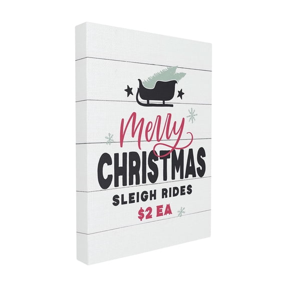 The Stupell Home Decor Collection Holiday Planked Look Merry Christmas Sleigh Rides Black White Red and Blue Typography Oversized Framed Giclee Texturized Art, 16 x 1.5 x 20