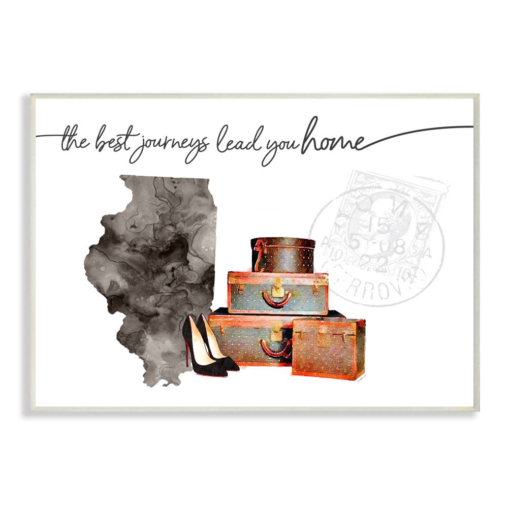 The Stupell Home Decor Collection New Hampshire State The Best Journeys Lead You Home Fashion Shoes and Luggage Illustration Framed Giclee Texturized Art