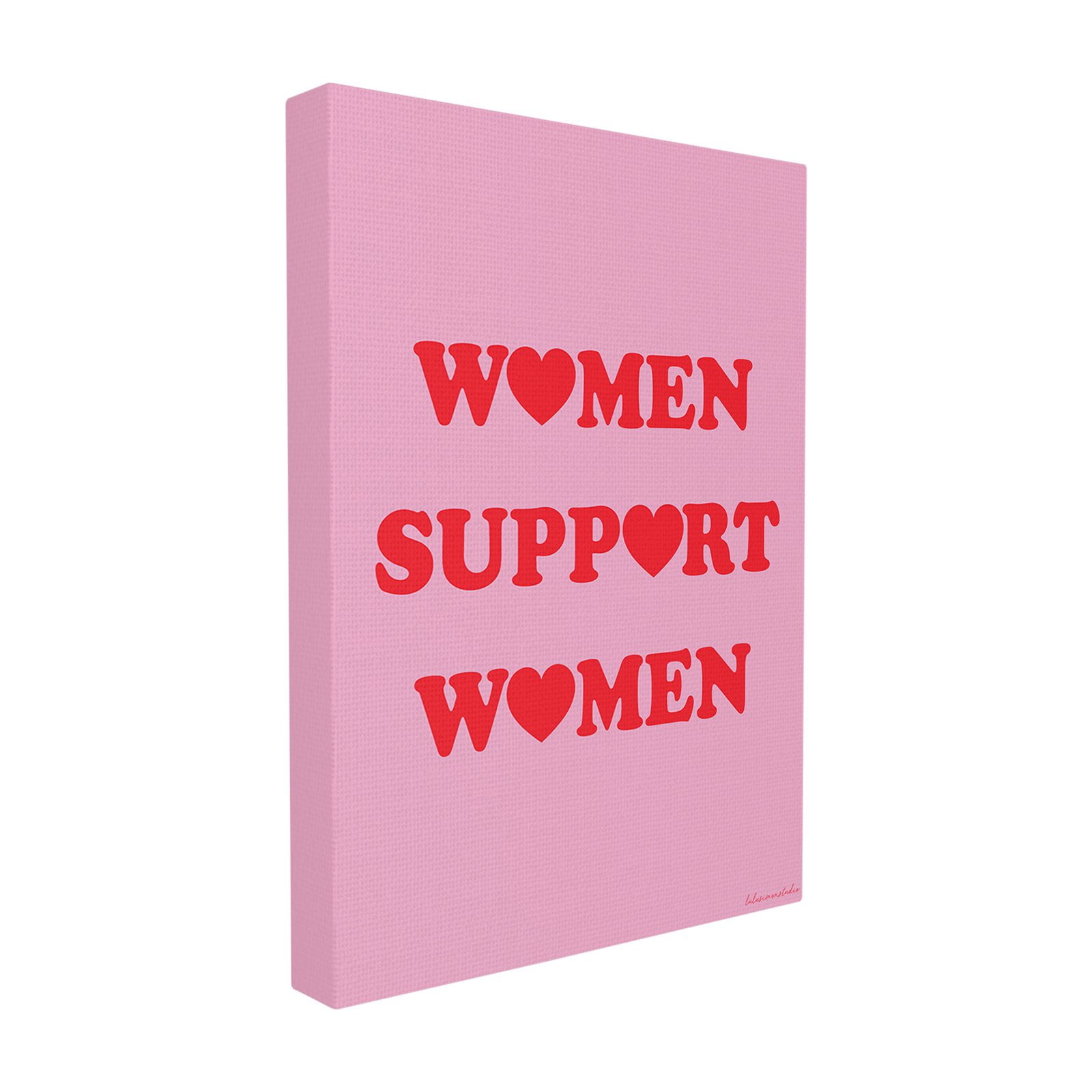 The Stupell Home Decor Collection lulusimonSTUDIO Pink and Red Hearts Women Support Women Typography Oversized Stretched Canvas Wall Art, 24 x 1.5 x 30