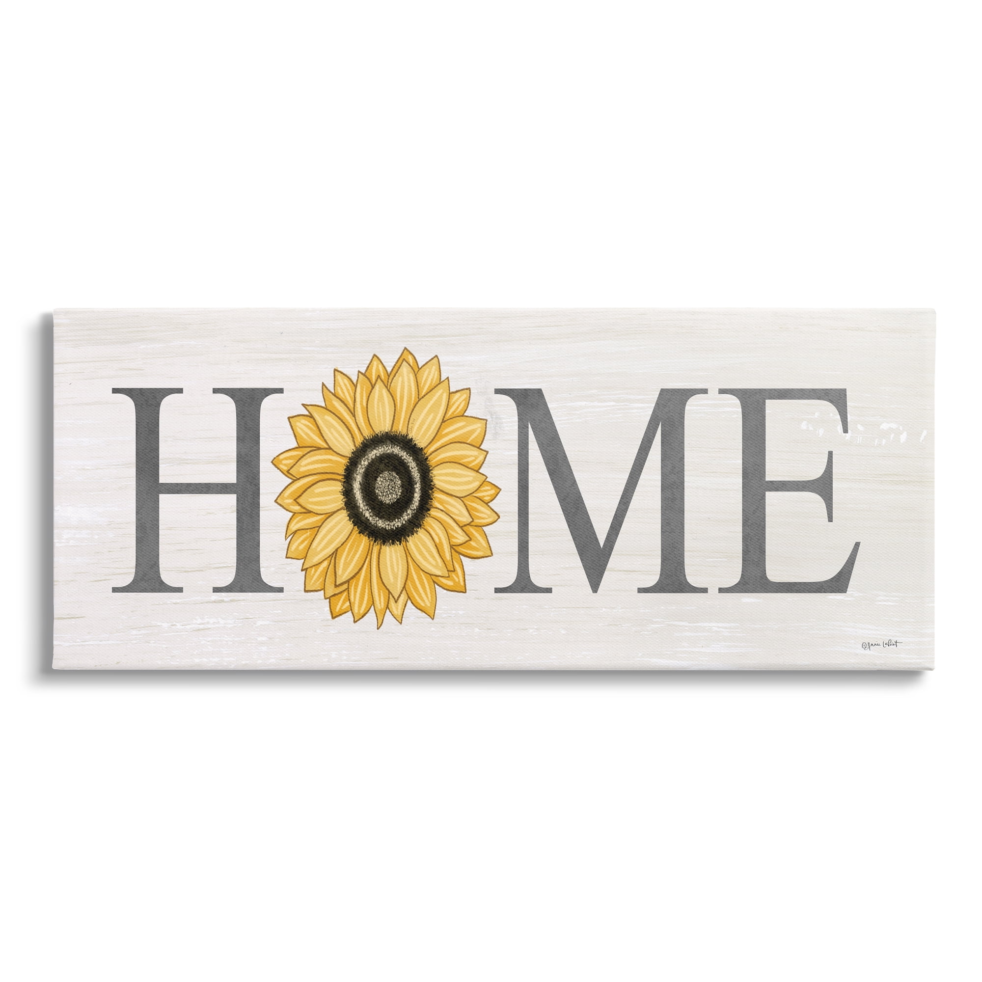 Stupell Home Sunflower Blossom Sign Botanical & Floral Painting Gallery Wrapped Canvas Print Wall Art