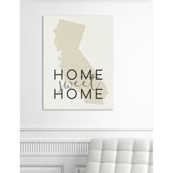 Stupell  Home Sweet Home California Typography Stretched Canvas Wall Art 24 x 30