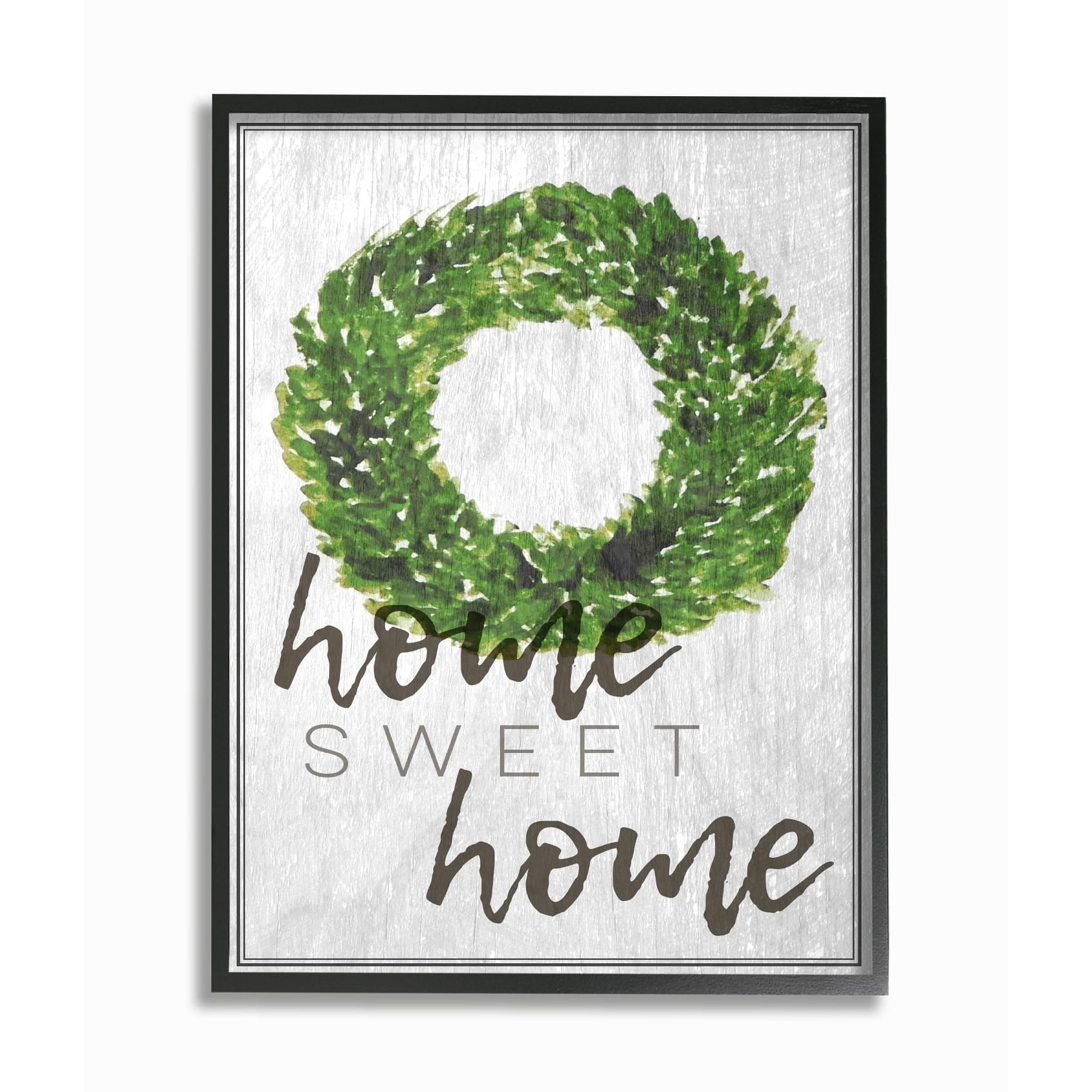Stupell  Home Sweet Home Foliage Wreath Framed Giclee Texturized Art 16 x 20