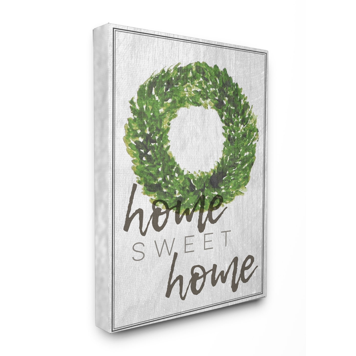 Stupell  Home Sweet Home Foliage Wreath Stretched Canvas Wall Art 24 x 30