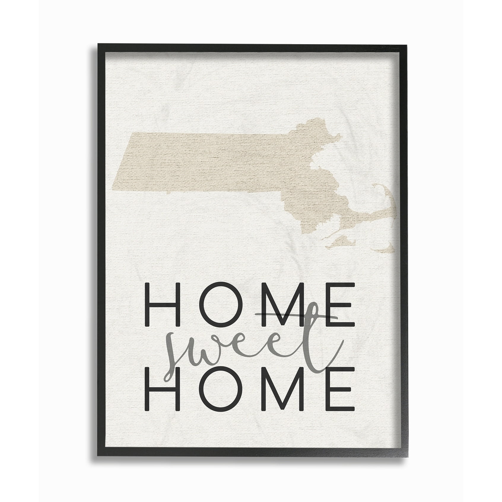 Stupell  Home Sweet Home Massachusetts Typography Framed Giclee Texturized Art 11 x 14