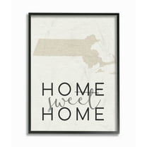 Stupell  Home Sweet Home Massachusetts Typography Framed Giclee Texturized Art 16 x 20